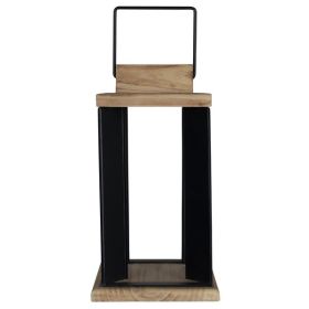 Natural Wood and Black Metal Open Lantern decor