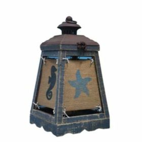 Cape Lantern Blue Accent Lamp with Coastal Icons